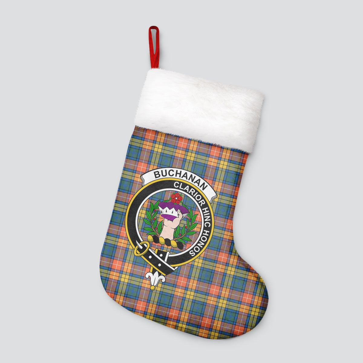 Buchanan Ancient Tartan Crest Christmas Stocking