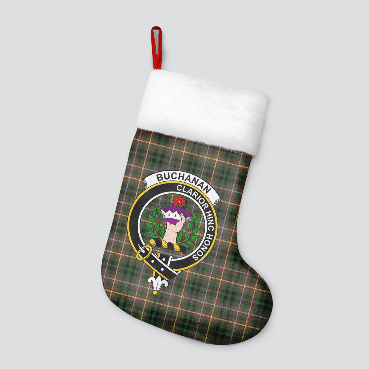 Buchanan Hunting Tartan Crest Christmas Stocking