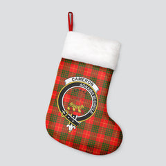 Cameron Modern Tartan Crest Christmas Stocking