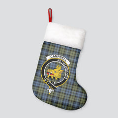 Campbell Faded Tartan Crest Christmas Stocking