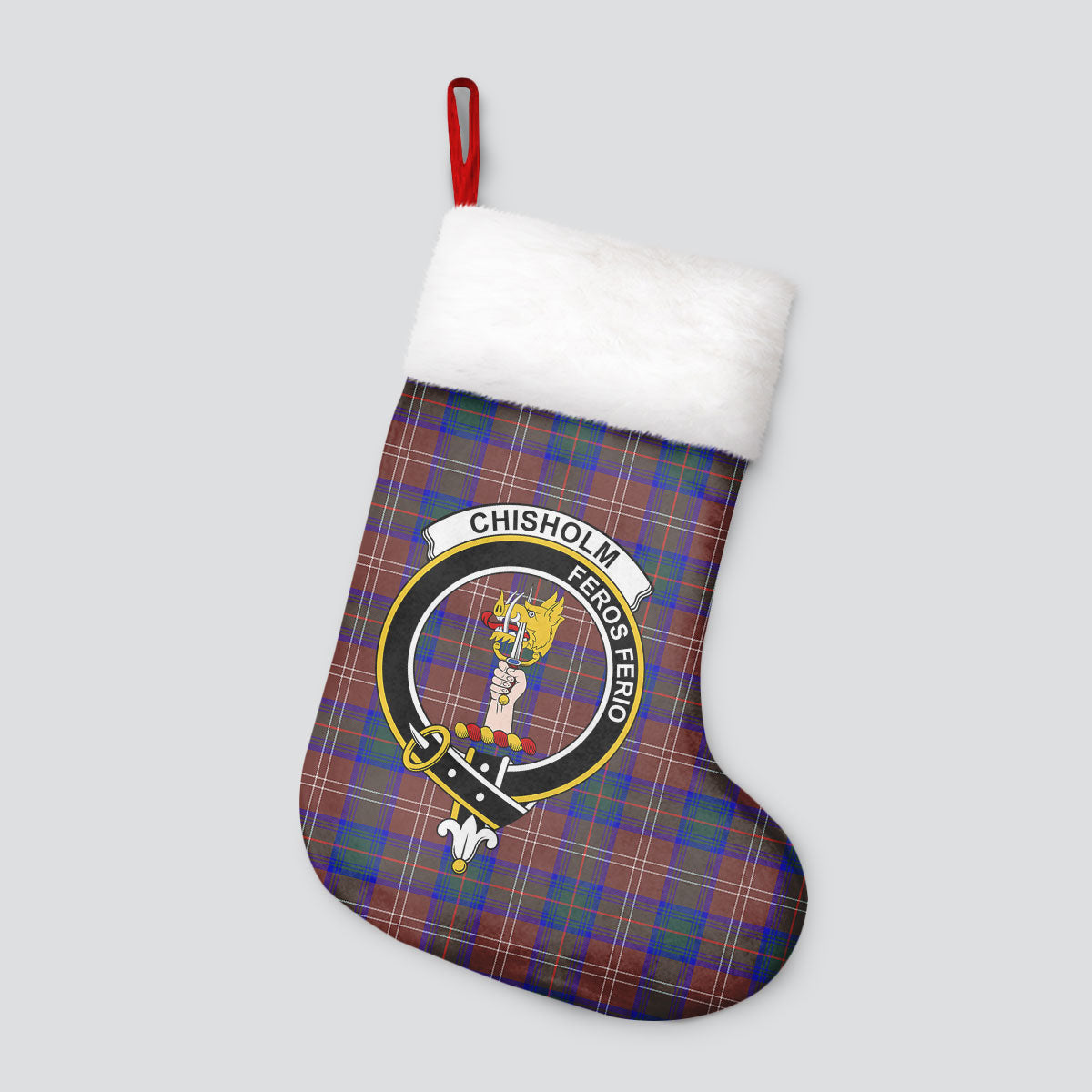 Chisholm Hunting Modern Tartan Crest Christmas Stocking