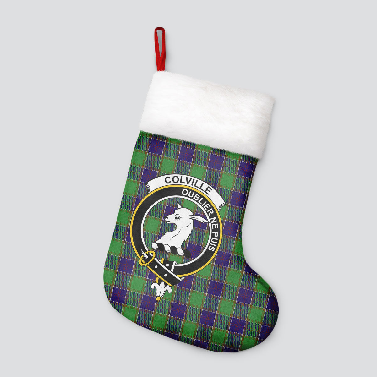 Colville Tartan Crest Christmas Stocking