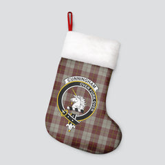 Cunningham Burgundy Dancers Tartan Crest Christmas Stocking