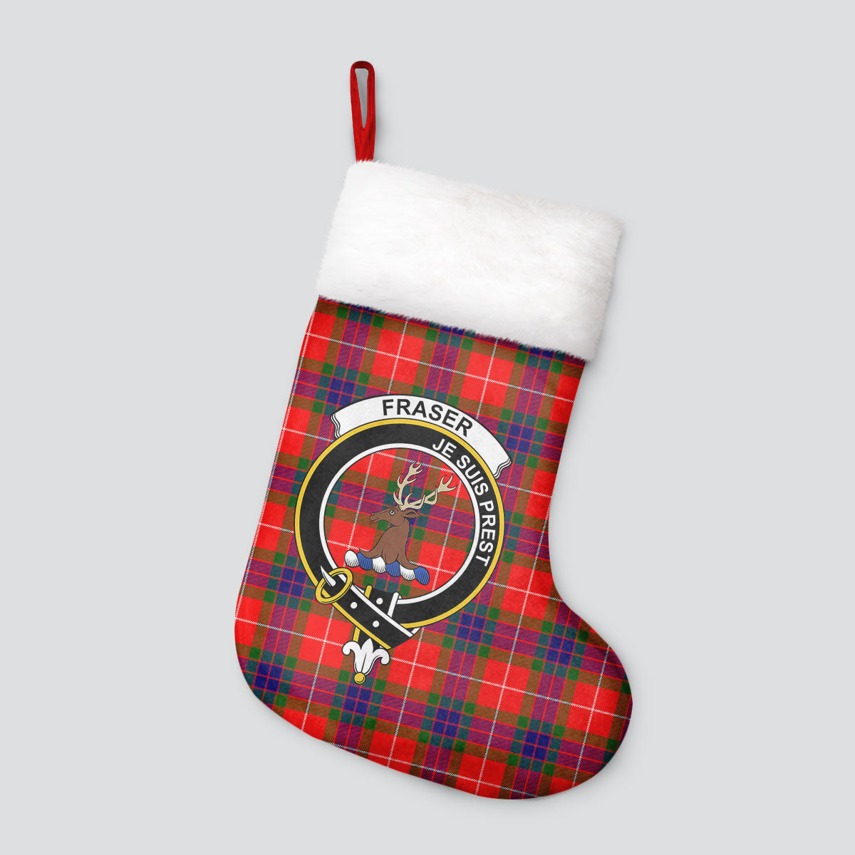 Fraser (of Lovat) Modern Tartan Crest Christmas Stocking