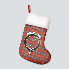 Fraser (of Lovat) Weathered Tartan Crest Christmas Stocking