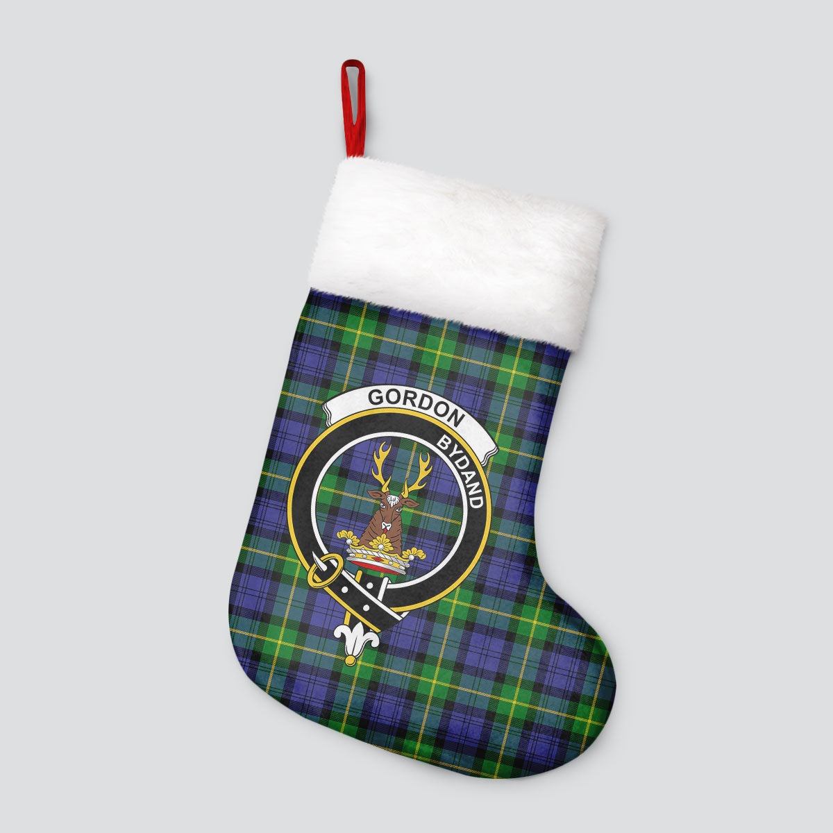 Gordon Modern Tartan Crest Christmas Stocking