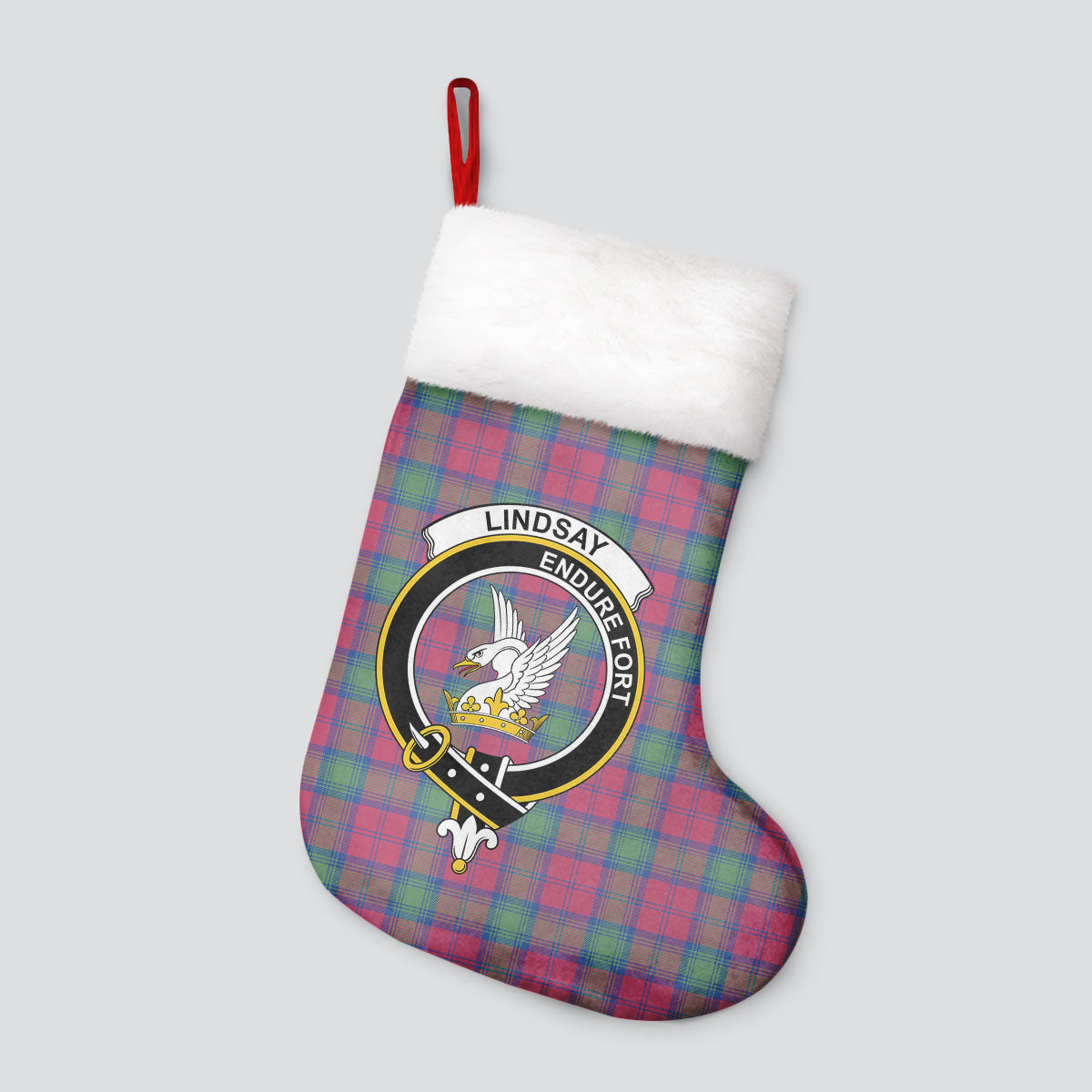 Lindsay Ancient Tartan Crest Christmas Stocking