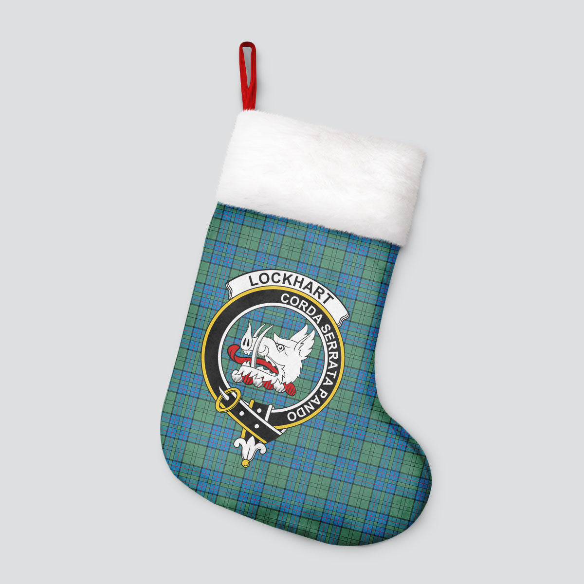 Lockhart Tartan Crest Christmas Stocking