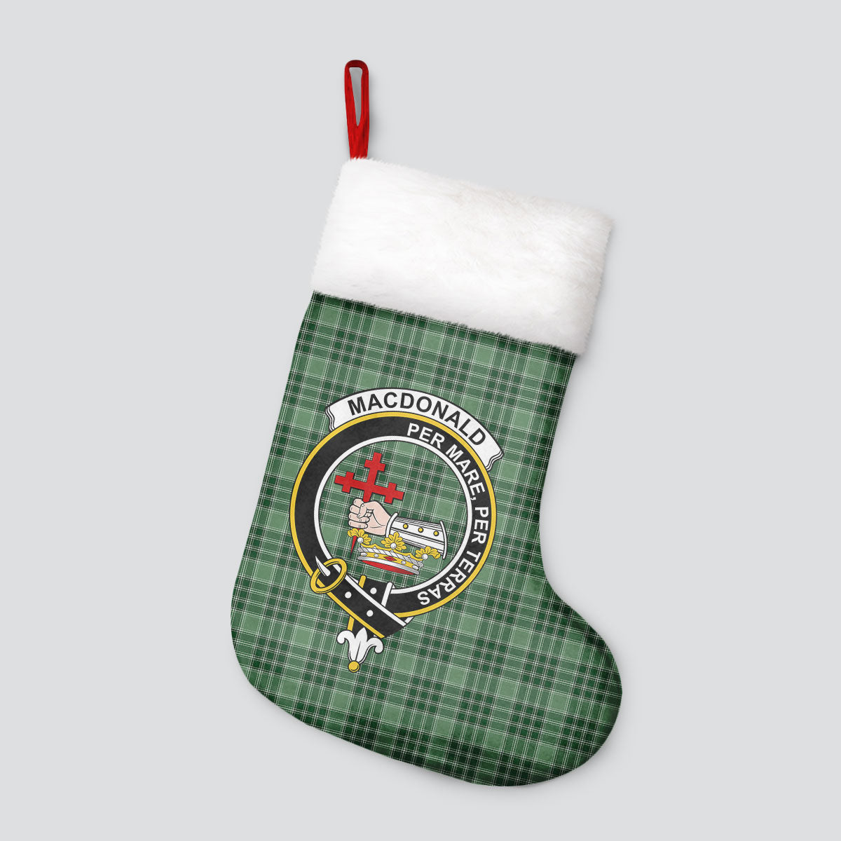 MacDonald Lord of the Isles Hunting Tartan Crest Christmas Stocking