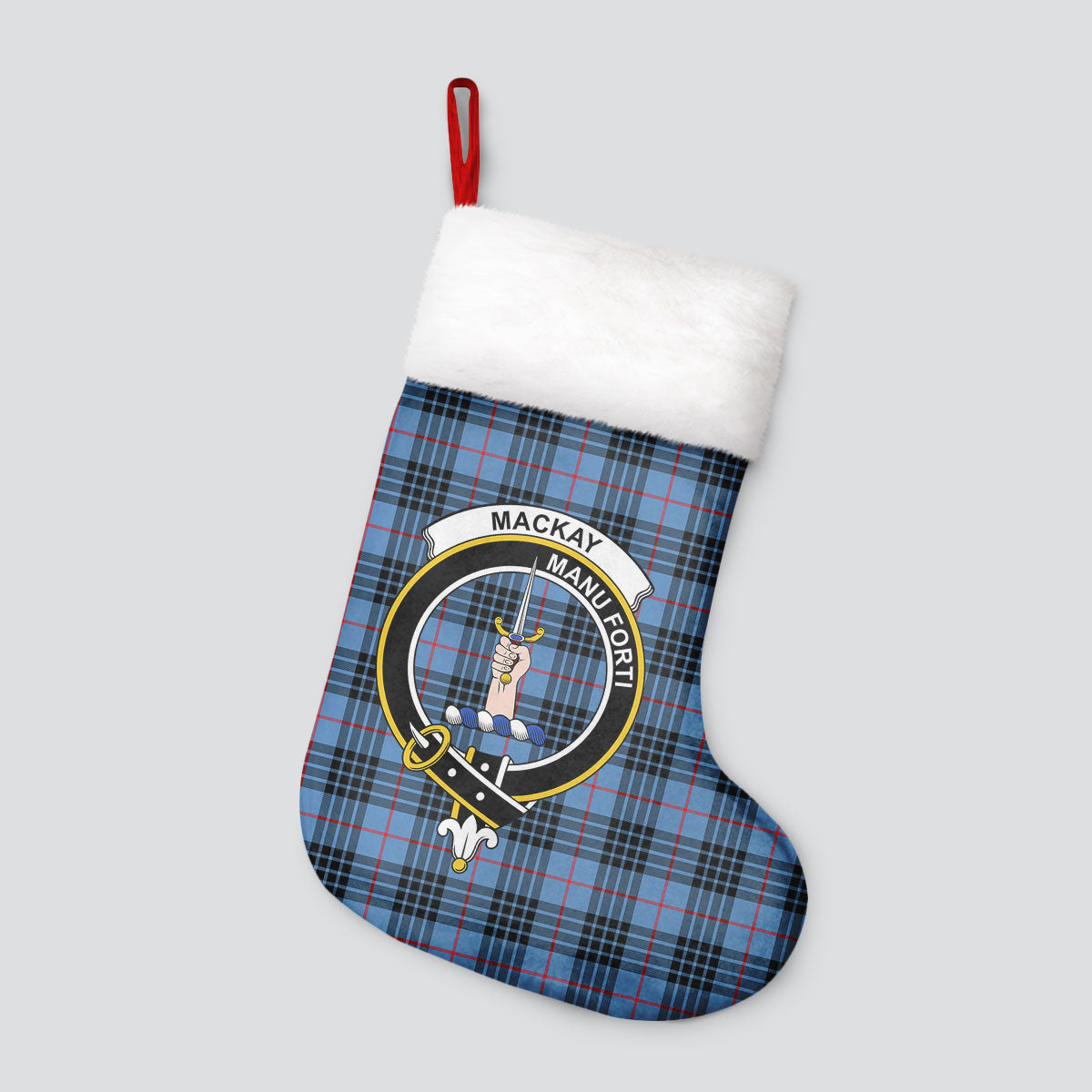 MacKay Blue Tartan Crest Christmas Stocking