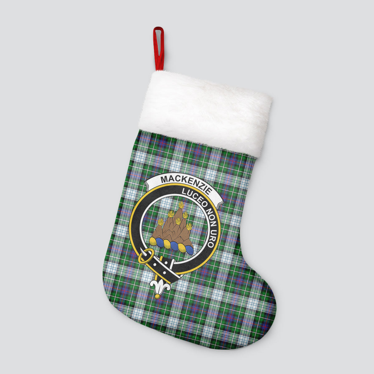 MacKenzie Dress Modern Tartan Crest Christmas Stocking