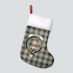 Menzies Black _ White Ancient Tartan Crest Christmas Stocking