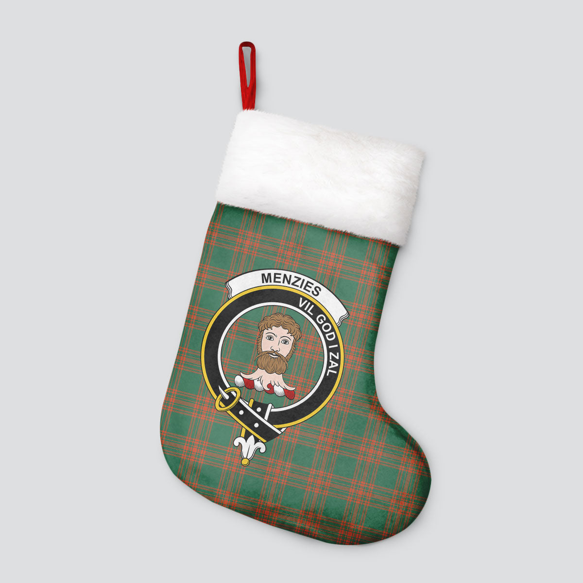 Menzies Green Ancient Tartan Crest Christmas Stocking