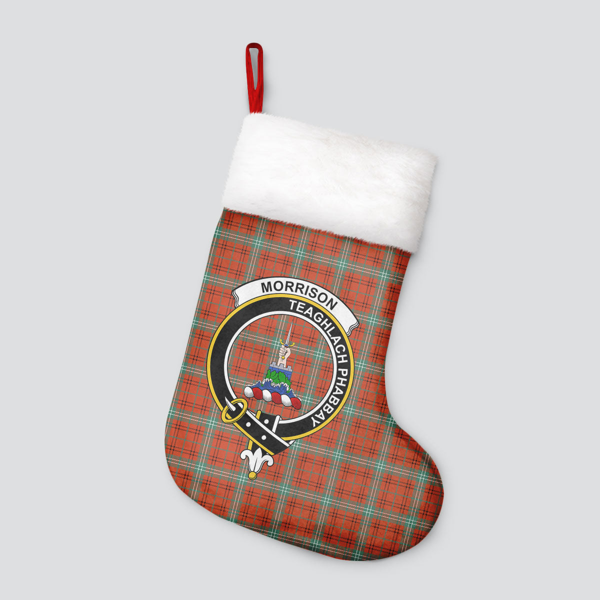 Morrison Red Ancient Tartan Crest Christmas Stocking