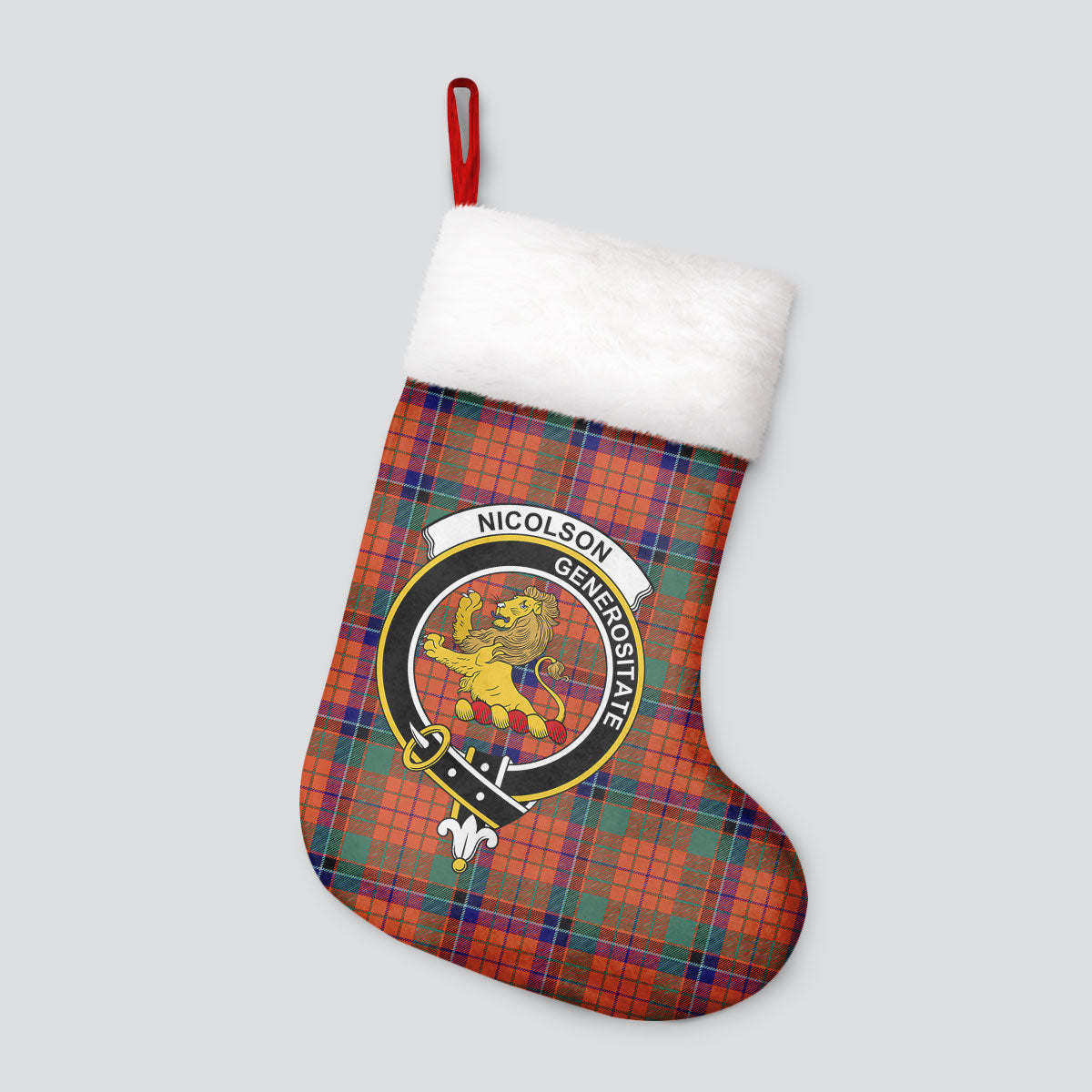 Nicolson Ancient Old Tartan Crest Christmas Stocking