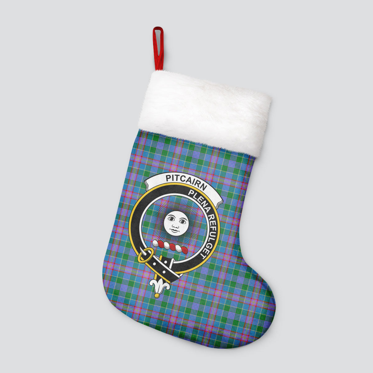 Pitcairn Hunting Tartan Crest Christmas Stocking