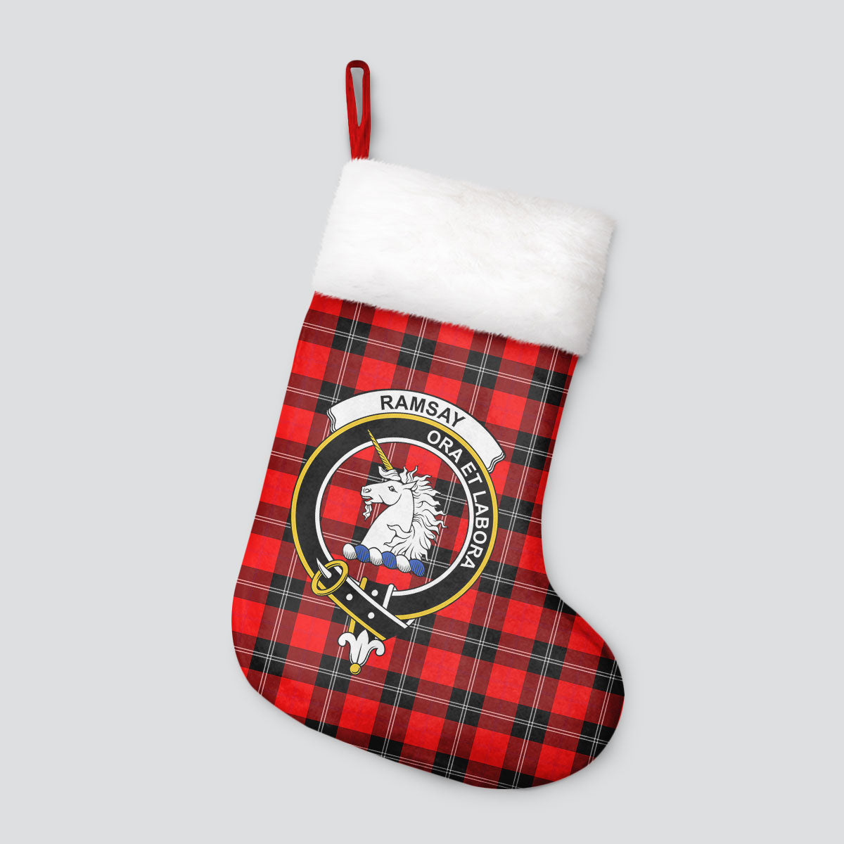 Ramsay Modern Tartan Crest Christmas Stocking