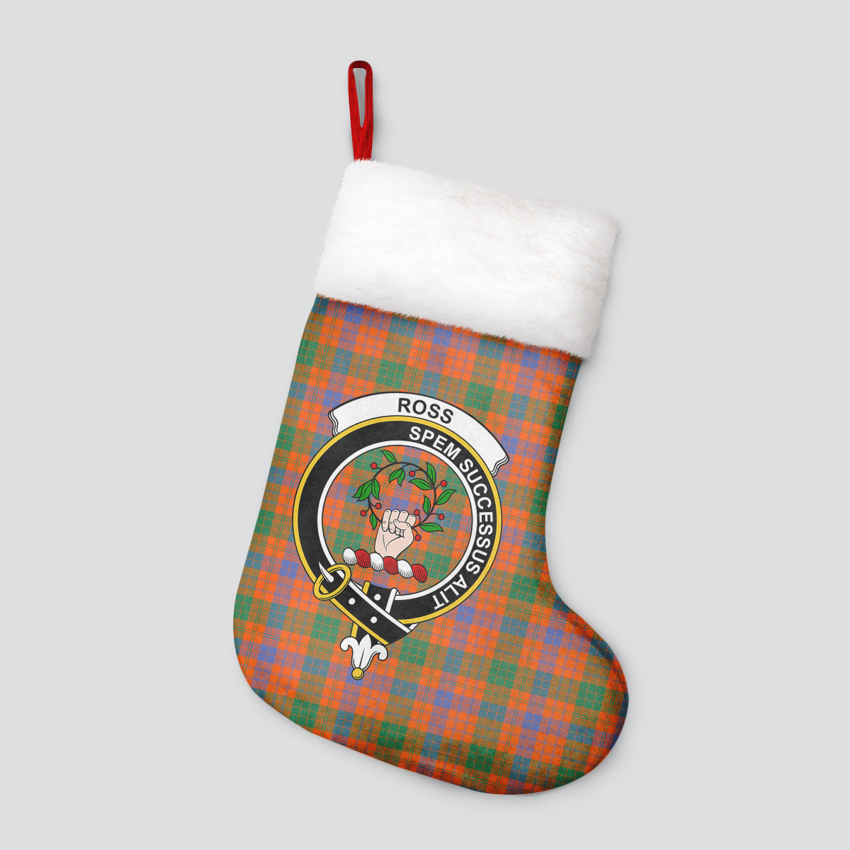 Ross Ancient Tartan Crest Christmas Stocking