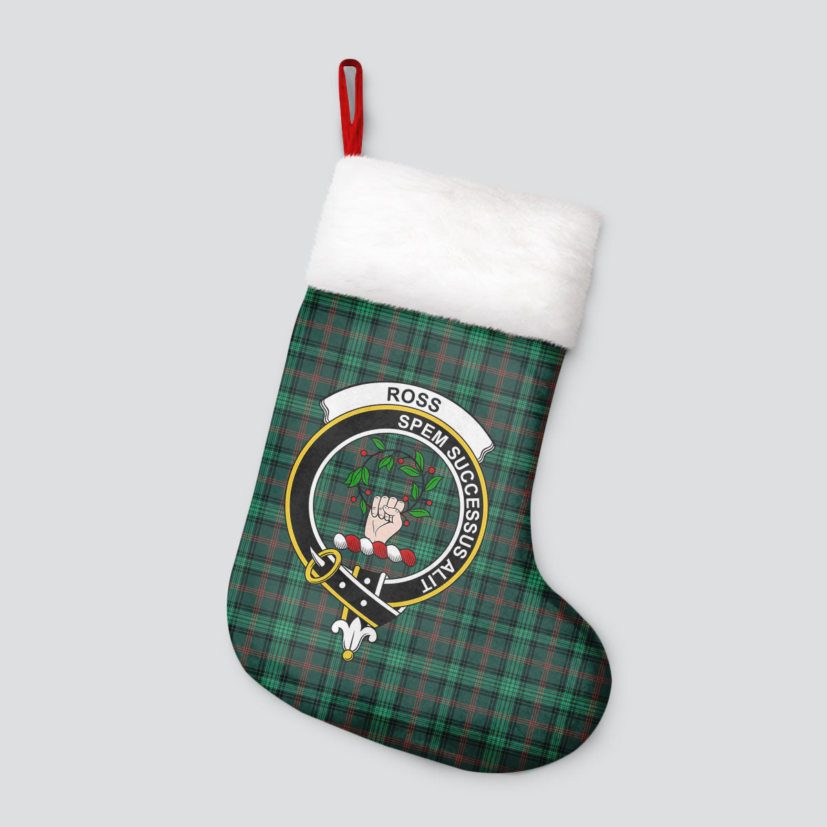 Ross Hunting Modern Tartan Crest Christmas Stocking