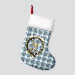 Stewart Muted Blue Tartan Crest Christmas Stocking