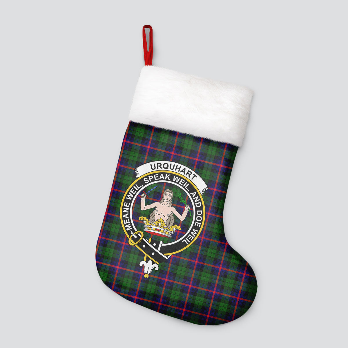 Urquhart Modern Tartan Crest Christmas Stocking