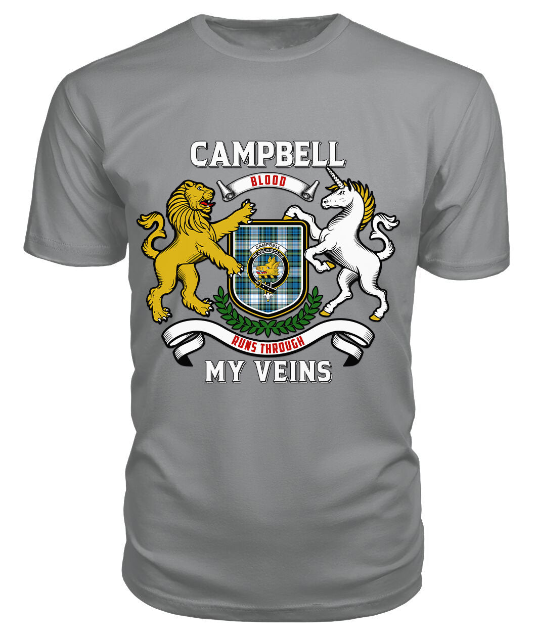 Campbell Dress Ancient Tartan Crest 2D T-shirt - Blood Runs Through My Veins Style