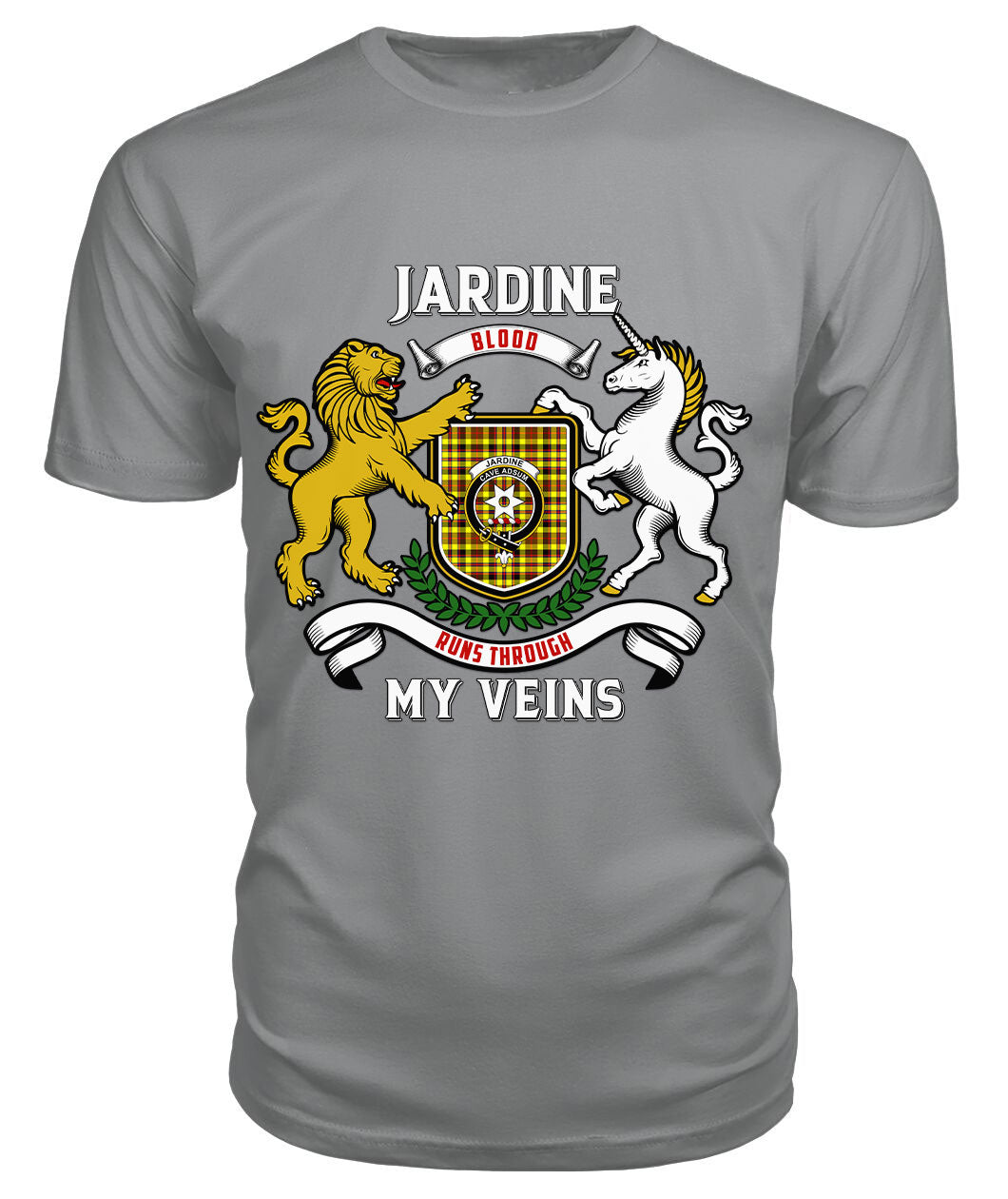 Jardine Tartan Crest 2D T-shirt - Blood Runs Through My Veins Style