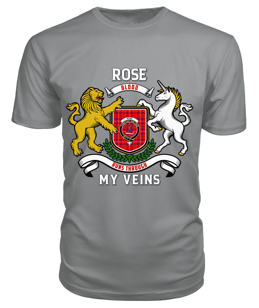 Rose Modern Tartan Crest 2D T-shirt - Blood Runs Through My Veins Style