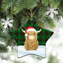 Anstruther Tartan Christmas Ceramic Ornament - Highland Cows Style