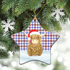 Boswell Modern Tartan Christmas Ceramic Ornament - Highland Cows Style