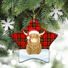 Brodie Modern Tartan Christmas Ceramic Ornament - Highland Cows Style