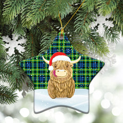 Campbell of Breadalbane Ancient Tartan Christmas Ceramic Ornament - Highland Cows Style