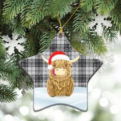 Douglas Grey Modern Tartan Christmas Ceramic Ornament - Highland Cows Style