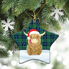 Graham of Menteith Ancient Tartan Christmas Ceramic Ornament - Highland Cows Style