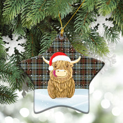 MacLeod of Harris Weathered Tartan Christmas Ceramic Ornament - Highland Cows Style