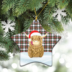 Stewart Dress Modern Tartan Christmas Ceramic Ornament - Highland Cows Style