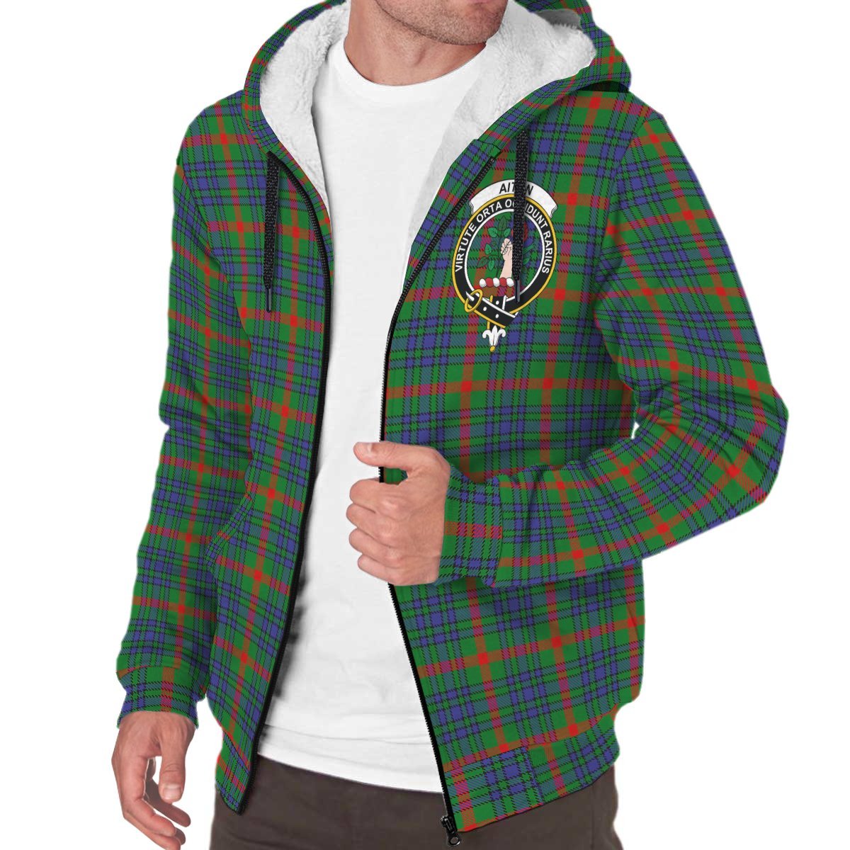 Aiton Tartan Crest Sherpa Hoodie