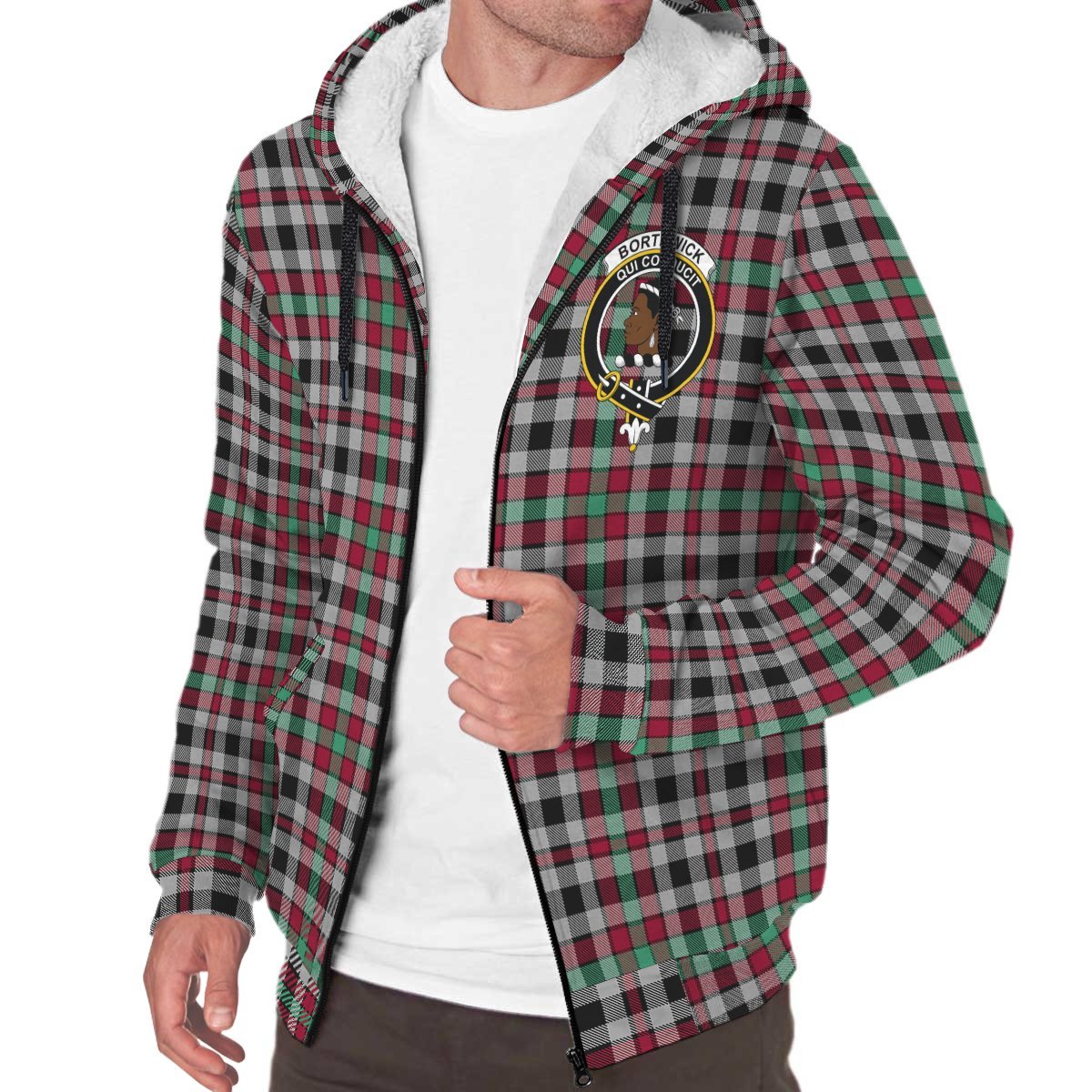 Borthwick Ancient Tartan Crest Sherpa Hoodie