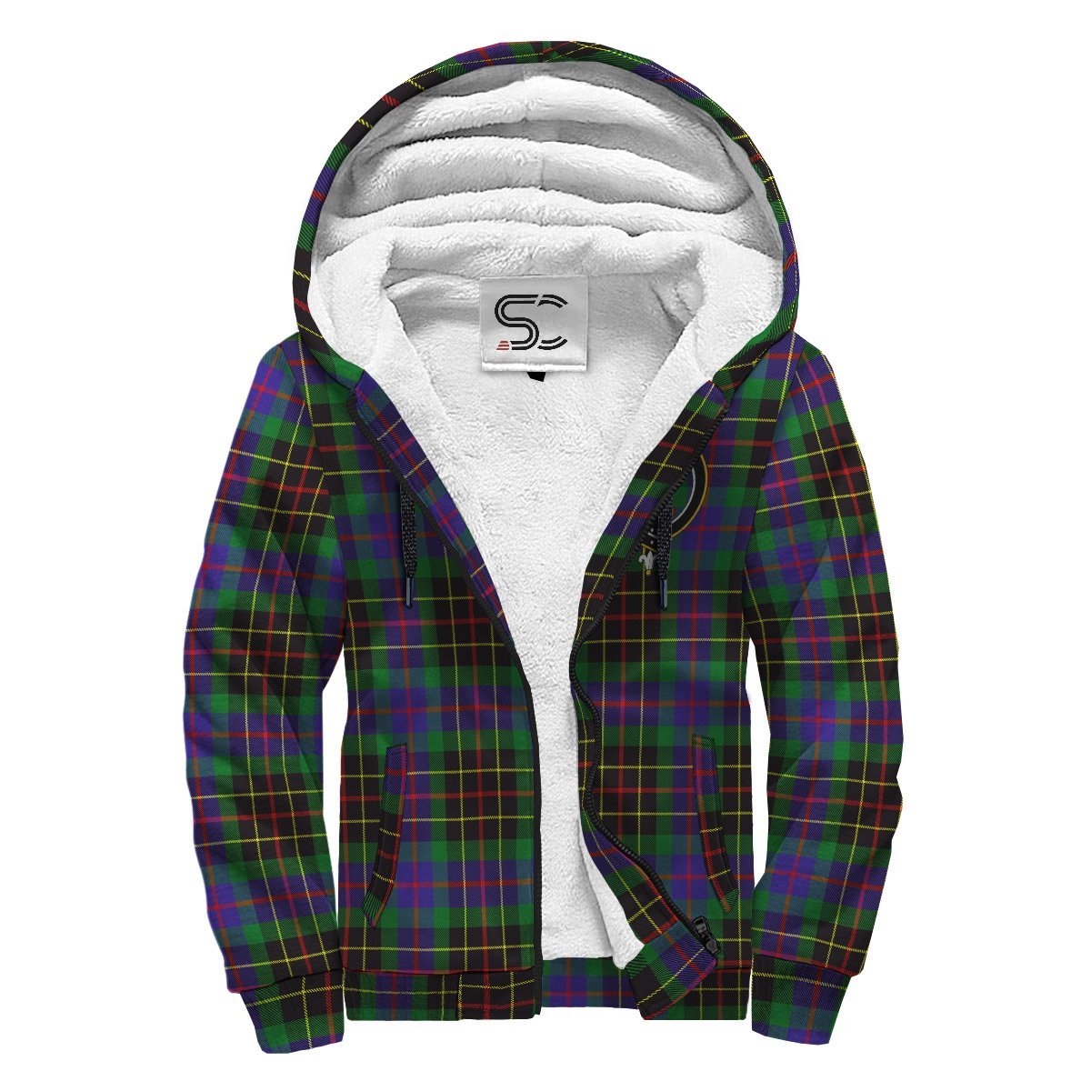 Brodie Hunting Modern Tartan Crest Sherpa Hoodie