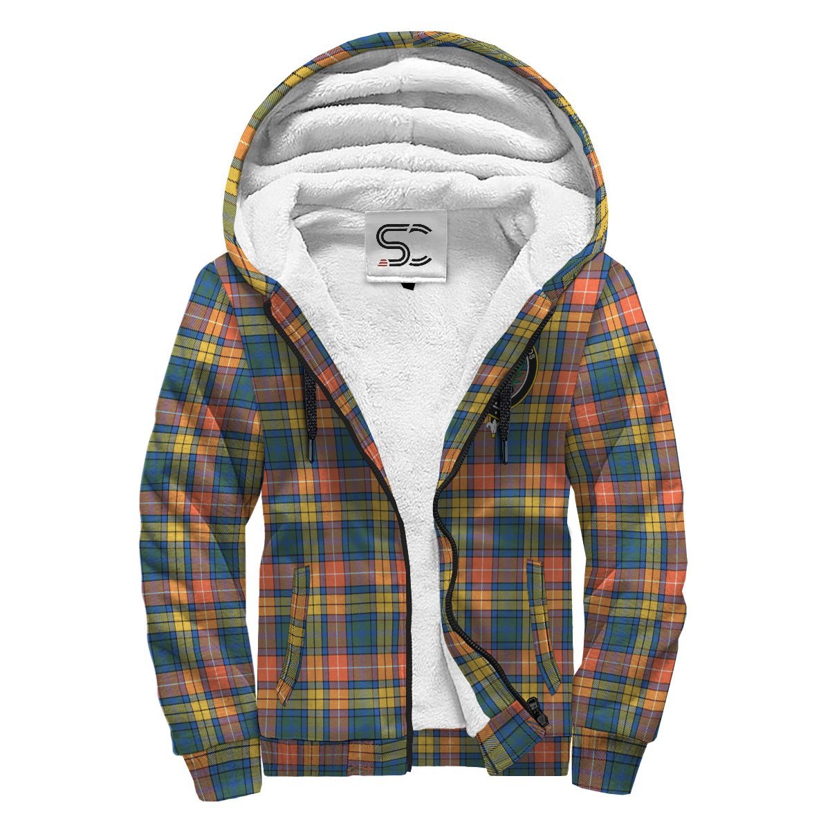 Buchanan Ancient Tartan Crest Sherpa Hoodie