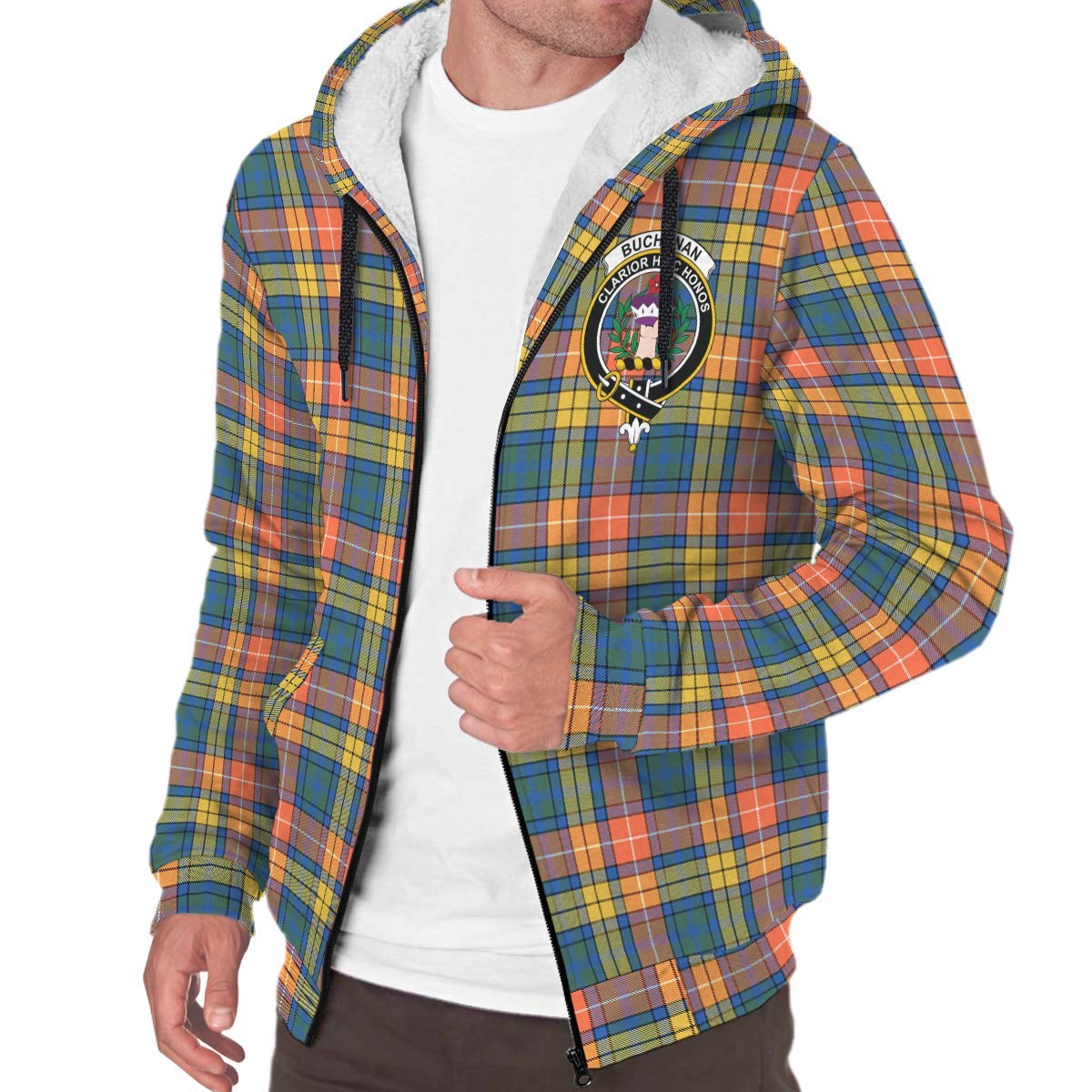 Buchanan Ancient Tartan Crest Sherpa Hoodie