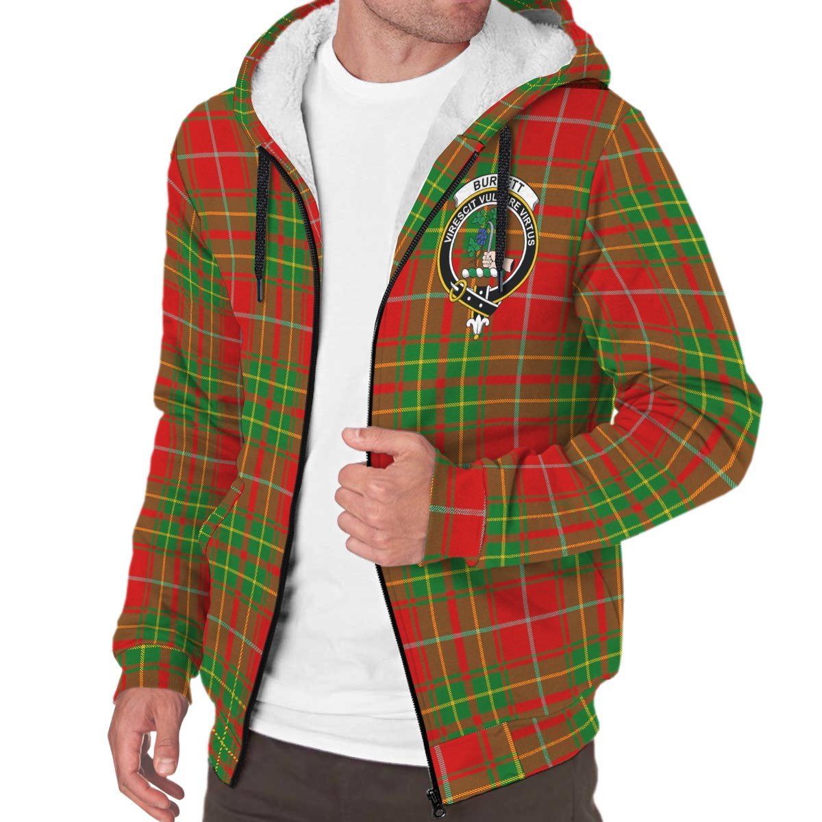 Burnett Ancient Tartan Crest Sherpa Hoodie