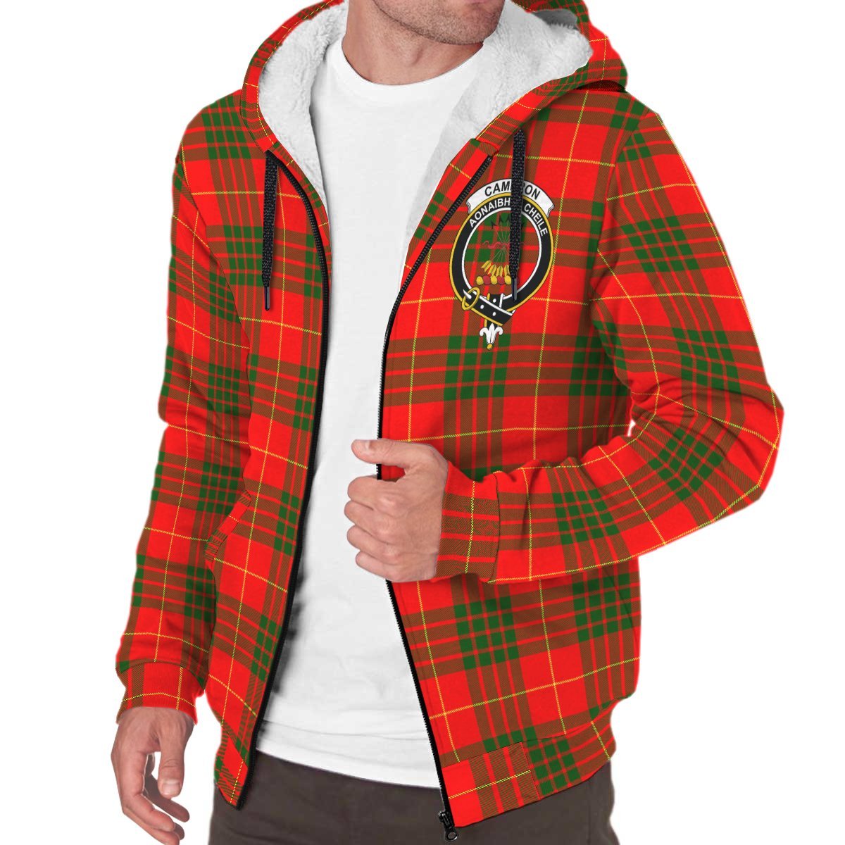 Cameron Modern Tartan Crest Sherpa Hoodie