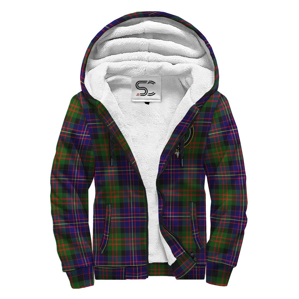 Cameron of Erracht Modern Tartan Crest Sherpa Hoodie