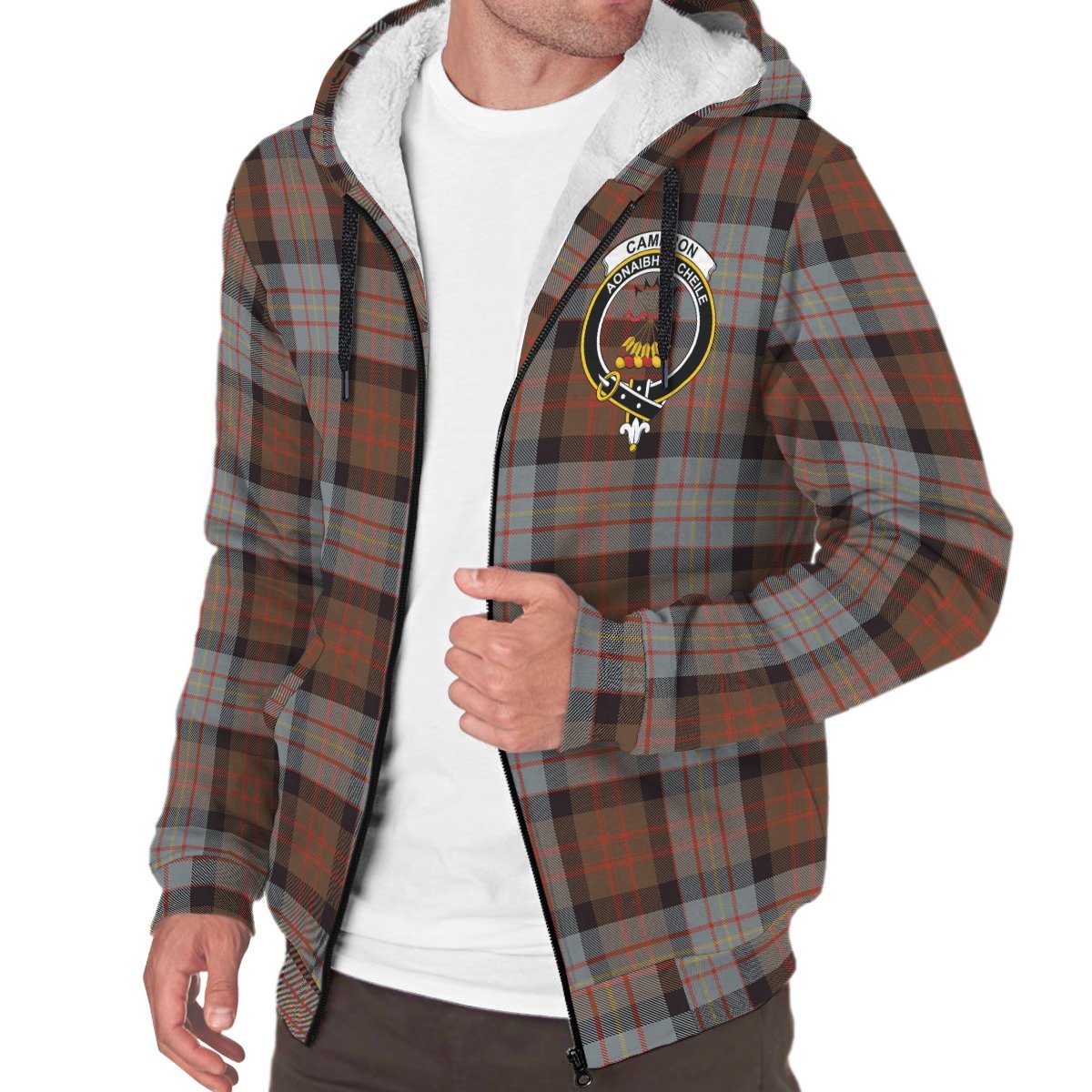 Cameron of Erracht Weathered Tartan Crest Sherpa Hoodie