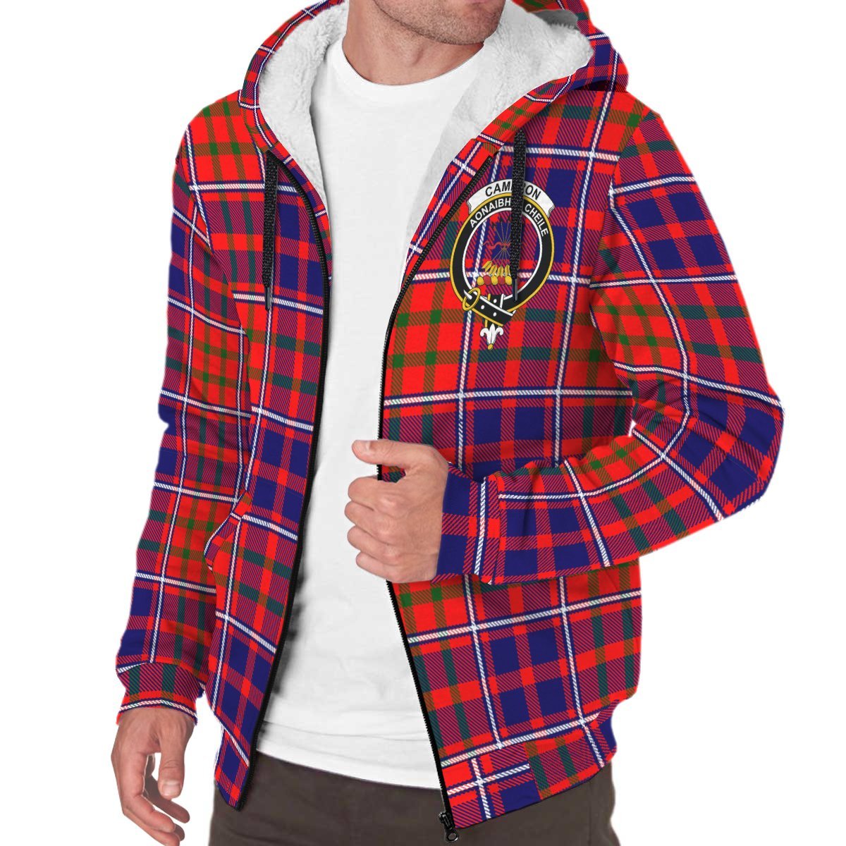 Cameron of Lochiel Modern Tartan Crest Sherpa Hoodie