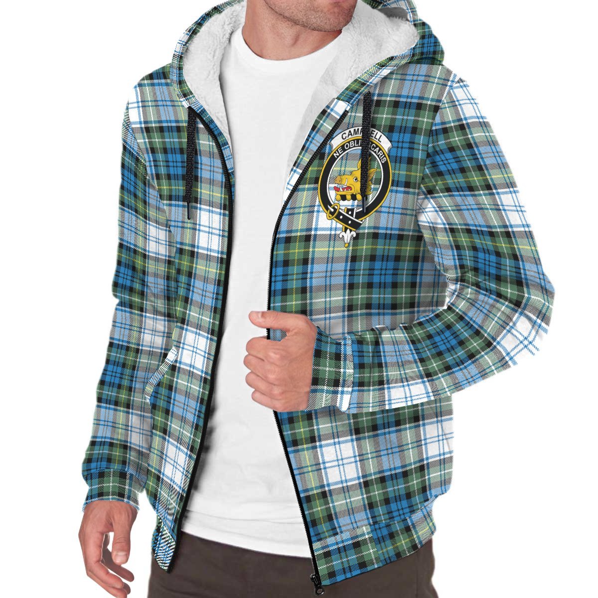 Campbell Dress Ancient Tartan Crest Sherpa Hoodie