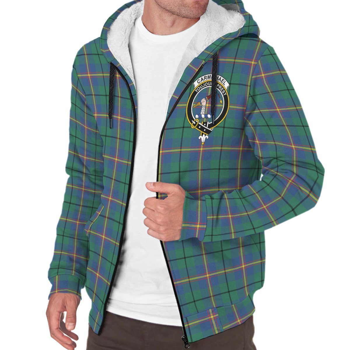 Carmichael Ancient Tartan Crest Sherpa Hoodie