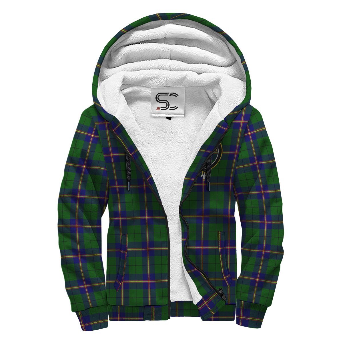 Carmichael Modern Tartan Crest Sherpa Hoodie