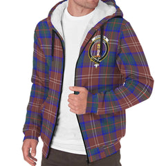 Chisholm Hunting Modern Tartan Crest Sherpa Hoodie